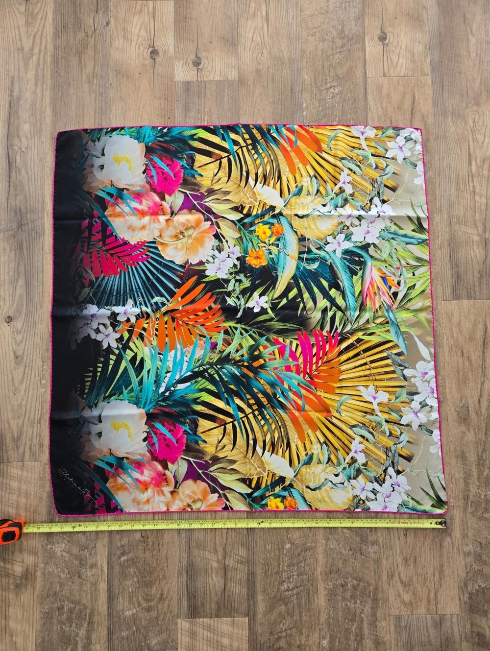 Vibrant Tropical Floral Square Scarf in Multi-Color